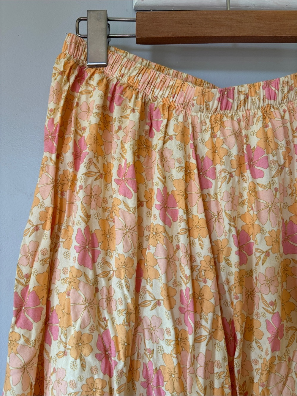 Jackson Rowe Floral Midi/Maxi Skirt Yellow Pink Boho Cottagecore M - Picture 7 of 7